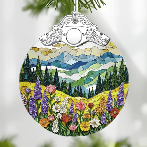 Miniatura 17 de Adorno de Vidrio Manchado de Puesta de Sol en la Playa, Adorno Navideño – Decoración de Árbol de Navidad, Decoración Festiva, Relleno de Calceti