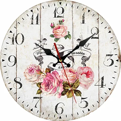 Miniatura 13 de Reloj de pared redondo de madera de 12 pulgadas, silencioso, sin tictac, de cuarzo, funciona con pilas, para oficina, cocina, dormitorio, aula