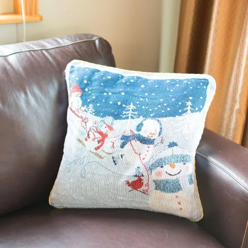 Miniatura 3 de BestPysanky Juego de 2 fundas de almohada con diseño de muñecos de nieve que disfrutan de invierno y desfile de Navidad