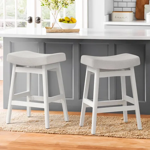 Miniatura 25 de Cozyman Juego de 2 Taburetes de Bar, Taburetes de Bar con Patas de Madera Resistentes, Taburetes de Bar de Altura de Mostrador con Asiento Tipo