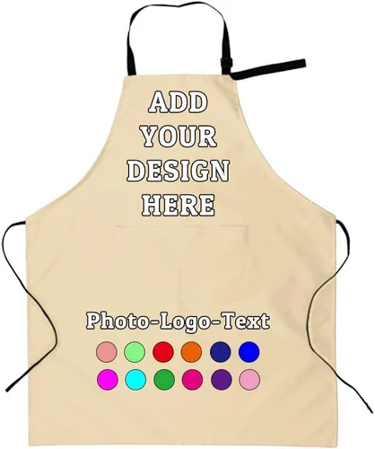 Miniatura 28 de Delantal personalizado para adultos, delantales personalizados con bolsillos, añade tu logotipo y foto, delantal impermeable ajustable personalizado