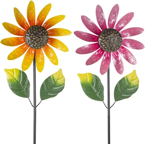 Miniatura 18 de Viveta Molinillo de viento para exteriores, escultura de viento decorativa con estaca resistente, molinetes rosas para patio y jardín