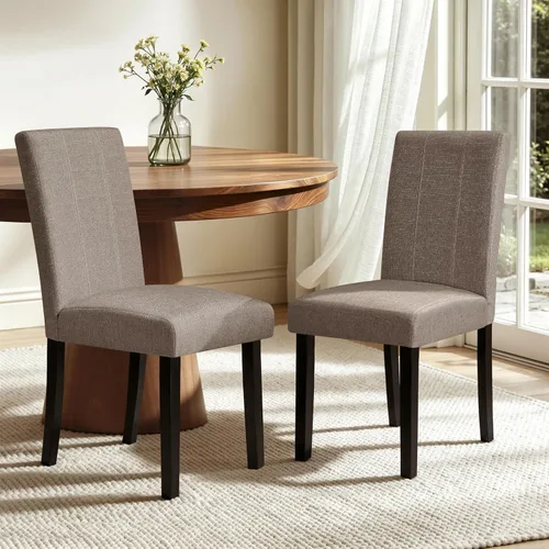 Miniatura 25 de CHUN YI Juego de 4 sillas de comedor tapizadas de piel sintética con ribete de cabeza de clavo y patas de madera, sillas laterales Parsons modernas