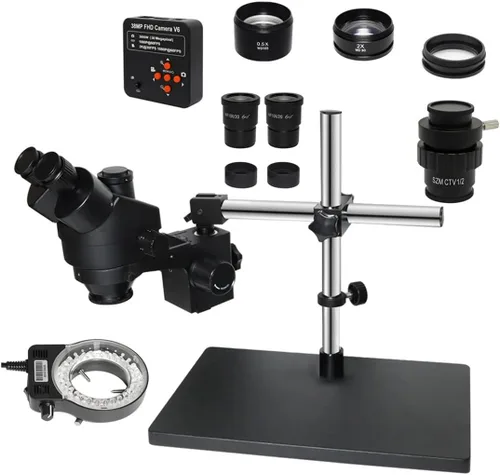 Miniatura 5 de Kit de accesorios para microscopio, 38 MP H_DMI digital USB 3.5X-90X simul-Focal Trinocular estéreo, microscopio de la industria para reparación
