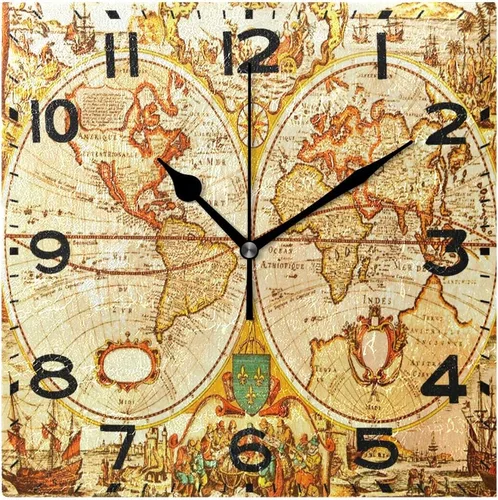 Miniatura 11 de Naanle Reloj de pared cuadrado con estampado de rocas en 3D, 8 pulgadas, funciona con pilas, reloj de escritorio analógico silencioso de cuarzo