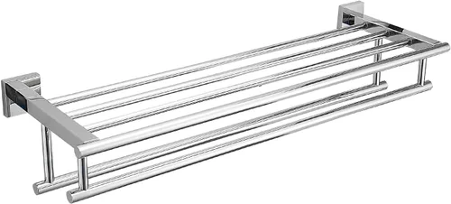 Miniatura 12 de Toallero con estante de 20 pulgadas, toalleros dobles para baño, soporte de toallas de baño negro mate, toallero de acero inoxidable SUS304