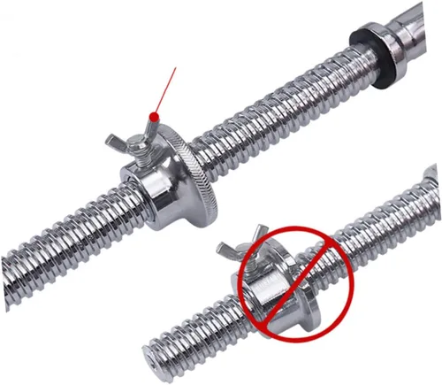 Miniatura 9 de Toddmomy 2 collares de barra, tuercas de mancuerna, bloqueo de tornillo, abrazadera, anillo de bloqueo universal de metal plateado para rotar