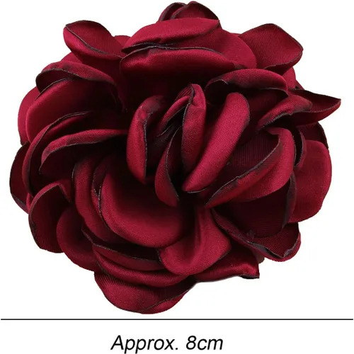 Miniatura 4 de Huralona 10 flores de cinta de satén para manualidades, lazo, boda, diciembre, vintage, flores de tela, rosas artificiales para tocado, apliques
