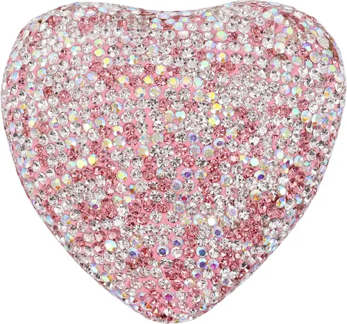 Miniatura 7 de Naimo Caja de anillo de compromiso con forma de corazón de diamantes de imitación, soporte de terciopelo, aretes, moneda, joyero, caja con luz LED