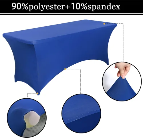 Miniatura 3 de Manteles ajustables de 4 pies para mesas rectangulares, 2 piezas, protector de mesa de elastano elástico para banquetes, camas de masaje, bodas