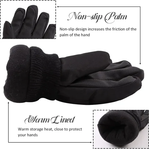 Miniatura 4 de Guantes de esquí de invierno para niños y niñas, guantes de nieve impermeables para clima frío, guantes de esquí y snowboard con forro polar