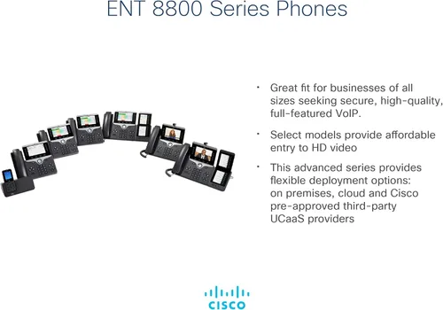 Miniatura 3 de Cisco Teléfono IP Business 8861, pantalla a color WVGA de 5 pulgadas, conmutador Gigabit Ethernet, Clase 4 PoE, habilitado para WLAN, 2 puertos USB