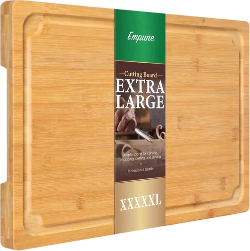 Miniatura 8 de Tabla de Cortar 2XLarge, Tablas de Cortar de Bambú de 20" para Cocina con Ranura para Jugo y Asas, Tabla de Cortar de Cocina para Carne, Tabla