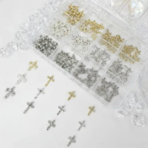 Miniatura 9 de Juego de 115 dijes de uñas con lazo de mariposa 3D, joyería de diamantes de imitación de metal, accesorios de aleación brillante Y2K para diseño