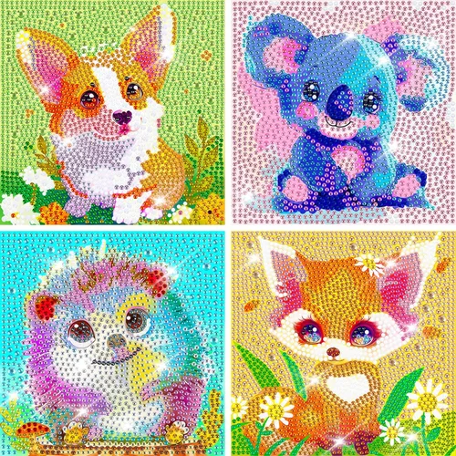 QEUOYSS Kits de arte de diamantes 5D para niños principiantes, kits fáciles de artes y manualidades para niños de 8 a 12 años, juego de manualidades