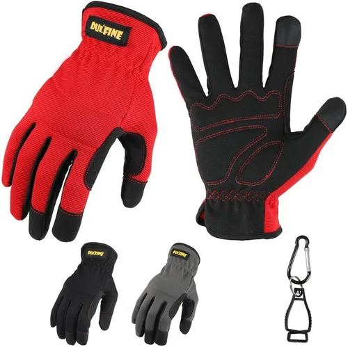 Miniatura 13 de DULFINE Guantes de trabajo para mujer, ajuste flexible y transpirable con nudillos y palma acolchados, compatibles con pantalla táctil, ideales