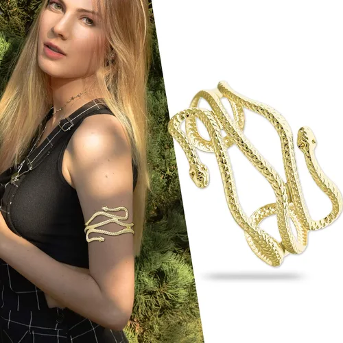 Miniatura 3 de RechicGu Elegante Egipto Cleopatra Remolino Serpiente Brazalete Abierto Pulsera 3.1 in Policarbonato