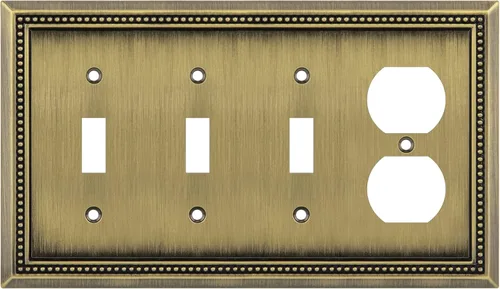 Miniatura 53 de Henne Bery Sunken Pearls - Placa de pared decorativa resistente para interruptor, cubierta para tomacorrientes (doble dúplex, níquel satinado)