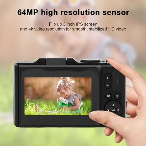 Miniatura 8 de Zunate Zunateyk6vg30wnx-12 - Cámara digital retro de 64 MP, cámara de vlogging 4K UHD vintage con zoom de 18X, enfoque automático, pantalla abatible