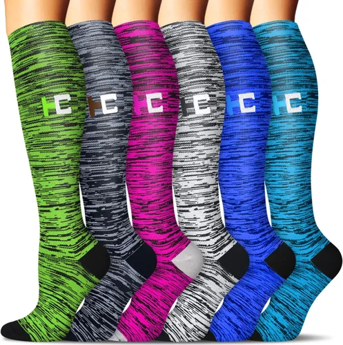 Miniatura 27 de SunFeeling - Calcetines de compresión para mujeres y hombres, 6 pares, brinda soporte a enfermeras, al correr, practicar atletismo y deportes
