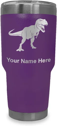 Miniatura 24 de LaserGram Vaso aislado al vacío de 20 onzas, dinosaurio Tiranosaurio Rex, grabado personalizado incluido (negro)