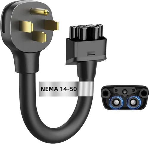 Adaptador NEMA 14-50 para conector móvil Tesla Gen 2, adaptador de carga rápida EV de 240 V 32 A, cable resistente de 11 pulgadas, seguro y