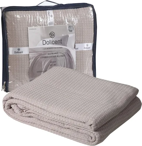 Miniatura 12 de DOLLCENT Manta 100% Algodón Tamaño Twin para Cama, Mantas Ligeras Peinadas Suaves Premium, Manta de Cama de Tiro Lavada Transpirable Acogedora, Azul