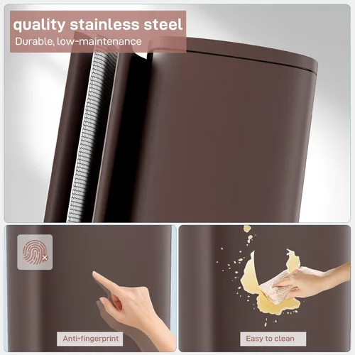Miniatura 3 de Arlopu Cubo de basura de 8 galones, de acero inoxidable, cubo de basura de cierre suave con cubo interior de plástico extraíble, a prueba de huellas