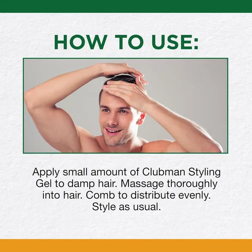 Miniatura 5 de Clubman Pinaud Gel para peinar el cabello, gel para el cabello difícil de sostener y de alto brillo para hombres, fórmula sin alcohol, aseo