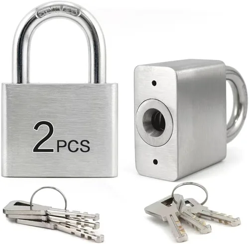 Miniatura 12 de LanuBe Candados de acero inoxidable 304 con igual llave para uso en exteriores, candado para vaso de pines, cuerpo de 2 pulgadas de ancho, grillete