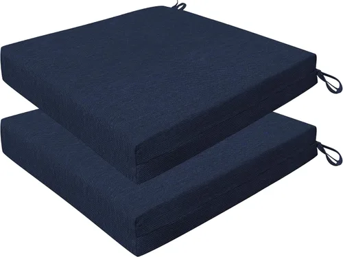 Honeycomb Juego de 2 cojines de asiento para exteriores, 20 x 20 pulgadas, texturizados, color azul índigo sólido, cojines para sillas de comedor