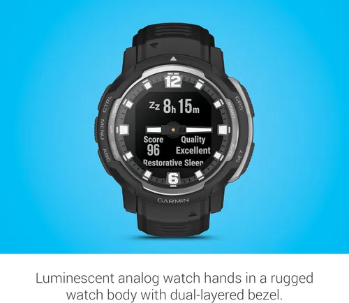 Miniatura 3 de Garmin Instinct Crossover, reloj inteligente híbrido resistente, manecillas analógicas y pantalla digital, color negro