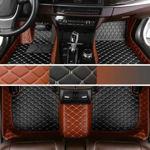 Miniatura 35 de Alfombrillas personalizadas para el 99 % de los sedán, SUV, deportivos, forros de cuero, para todo tipo de clima, tapetes de automóvil (rayas negras)