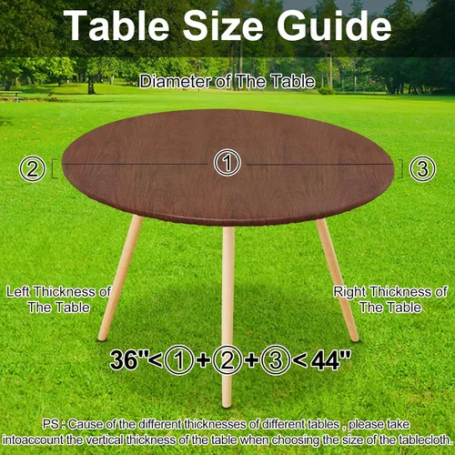 Miniatura 6 de Smiry Mantel redondo de pícnic, fundas de mesa elásticas impermeables para mesas de 36 a 44 pulgadas, manteles de vinilo con parte trasera