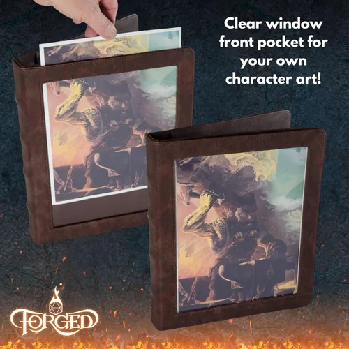 Miniatura 4 de Forged Dice Co. Game-Folio Portfolio Carpeta de Cuero PU - Carpeta de Juegos para Hojas de Personajes DND con Organizador de Tarjetas de Hechizos
