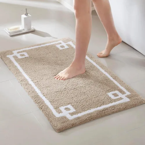 Miniatura 12 de Madison Park Evan Alfombra de Baño de Algodón con Mechones Lavable, Alfombras de Baño Sólidas de Lujo, 20" x 30", Gris