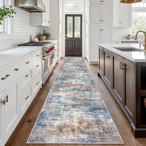 Miniatura 761 de IOHOUZE Alfombra abstracta lavable de 3 x 12 pies para pasillos, antideslizante para cocina, camino de entrada de lana sintética para interiores