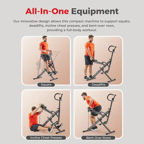Miniatura 4 de Sunny Health & Fitness Row-N-Ride Squat Machines, Adjustable Resistance and Seating/Handle for Home Glutes Training, SunnyFit App Access Included