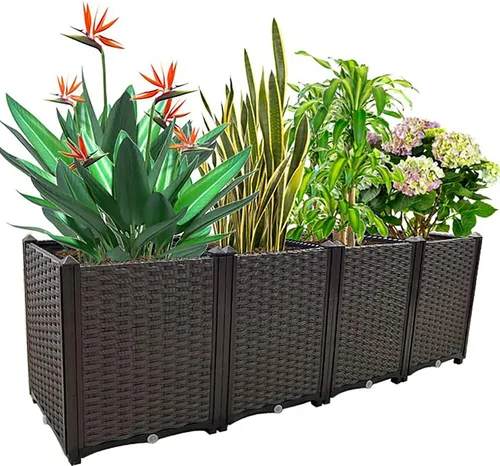 Miniatura 10 de Macetas elevadas de plástico para cama de jardín elevada con patas para plantas al aire libre, kits de caja con agujeros de drenaje para patio