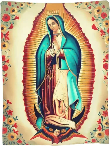 Miniatura 9 de Manta de Nuestra Señora de Guadalupe de franela ultra suave y ligera para sofá, cama, uso en todas las estaciones, 80 x 60 pulgadas