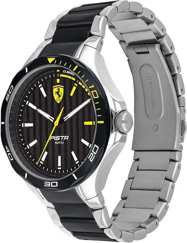 Miniatura 2 de Ferrari Scuderia Pista Reloj casual de cuarzo para hombre, acero inoxidable y pulsera, color plateado y negro (Modelo 0830762), Plateado y negro