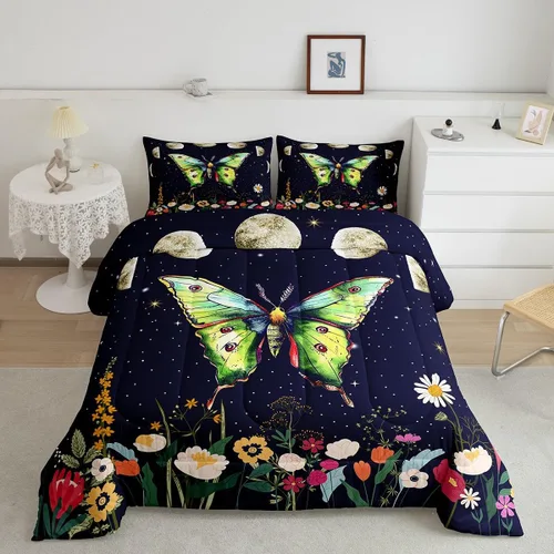 Miniatura 42 de Erosebridal Juego de edredón de murciélago tamaño Queen para niños y niñas, juego de ropa de cama con degradado de arco iris, juego de edredón Multi