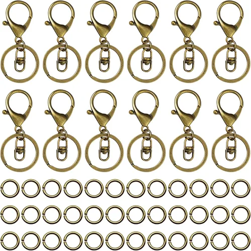 20 llaveros con cierre de langosta para hacer joyas, clips de gatillo giratorios de metal con cierres giratorios, clips de gancho, anillo de llavero