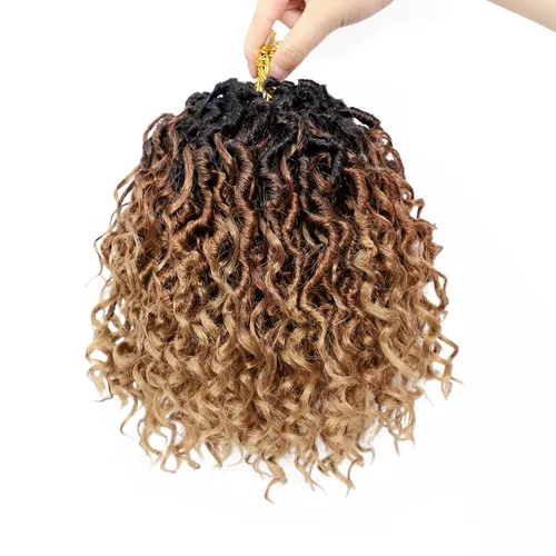 Miniatura 24 de Goddess Locs - Cabello de ganchillo de 8 pulgadas, 6 paquetes de rastas sintéticas de cabello de ganchillo para mujeres negras, cabello suave 1b