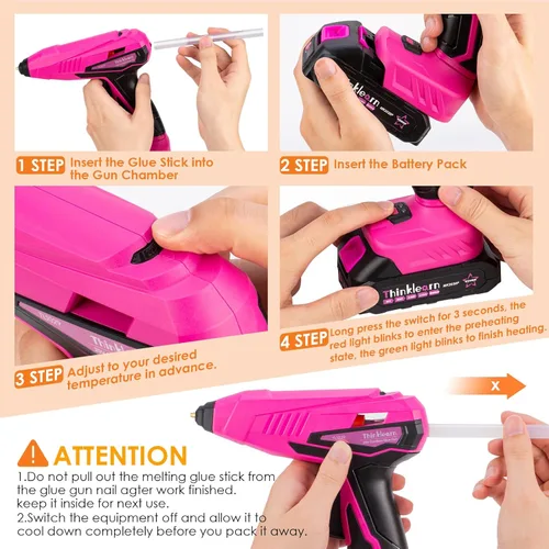 Miniatura 5 de Pistola de pegamento caliente inalámbrica, pistola de pegamento caliente de ajuste de temperatura de 20 V con 43 barras de pegamento caliente