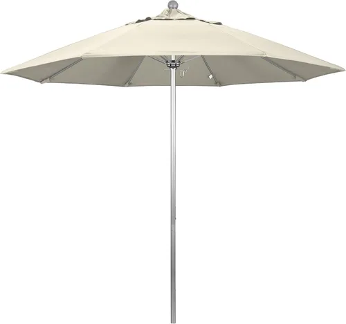 Miniatura 9 de California Umbrella Paraguas redondo de aluminio/fibra de vidrio de 9', empuje abierto, poste de plata, tela azul real de olefina