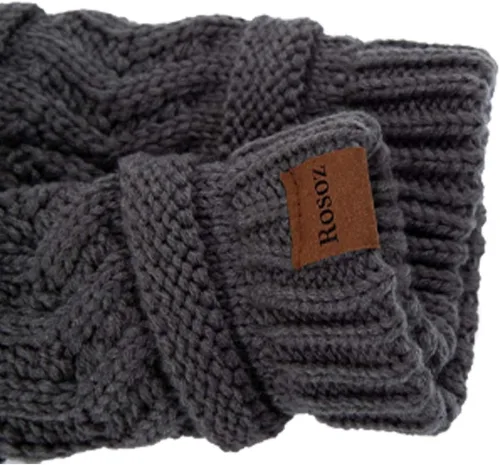 Miniatura 6 de Rosoz 1&2 Packs Ponytail Beanie for Women,Winter Warm Beanie Tail Soft Stretch Cable Knit Messy High Bun Hat