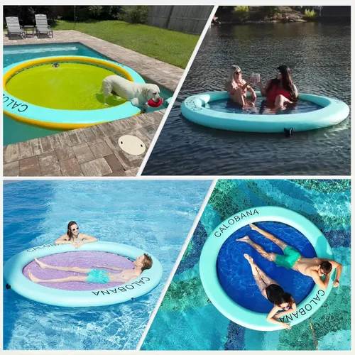 Miniatura 4 de CALOBANA Anillo Flotante Redondo Inflable Hamaca de Agua Flotadores de Río de Alta Resistencia Flotadores de Lago para Adultos Plataforma de Isla