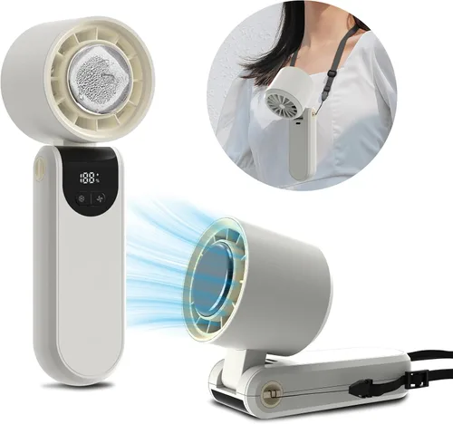 Miniatura 8 de Mini ventilador personal plegable turbo portátil de mano, recargable 3 en 1, ventilador de mano/escritorio/cuello, ventilador de hielo, regalos