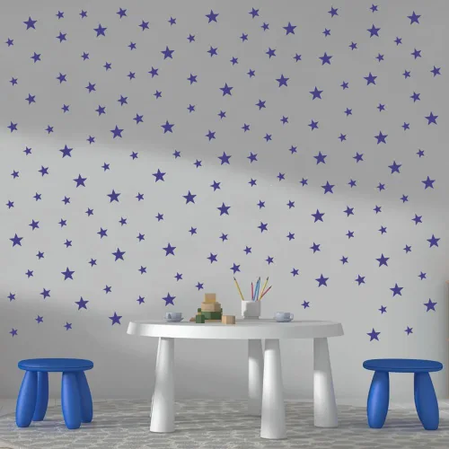 Miniatura 20 de Calcomanías de estrella azul bebé para niños y niñas, calcomanías de pared para habitación de niños (azul claro, estrella mixta, 112 unidades)
